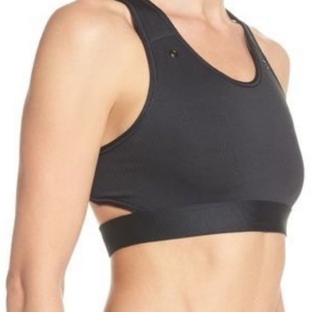 Nike Black Classic Dri-Fit  Lace-Up Back Swoosh Sports Bra - Picture 2 of 8